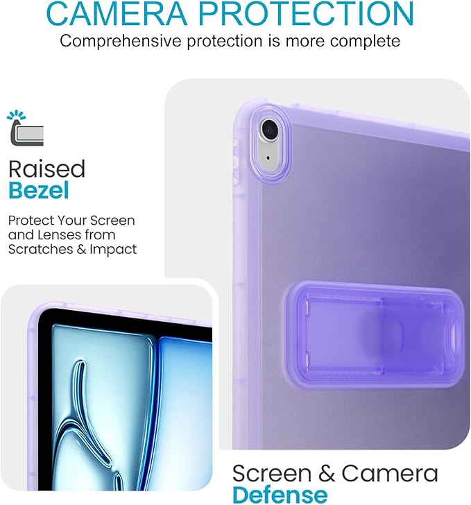 Slim Case for iPad (A16) 11th Generation 11 Inch 2025 / iPad 10th Generation 10.9 Inch 2022, Built-in Kickstand Non-Slip Shockproof Rugged Protective for iPad 11th 10th Gen, Purple
