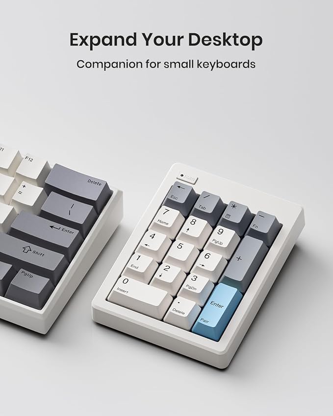 Kisnt FD17 Wireless Mechanical Number Pad, Bluetooth 5.0& 2.4G Dual Mode Numeric Keypad, 17 Keys Hot Swappable Numpad with PBT Keycaps for Laptop/PC/TKL Keyboards(Beige, Linear Switch)