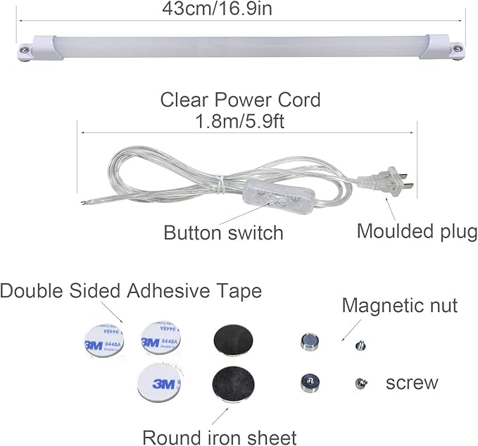 STBTECH 110V Under Cabinet Lights,17inch LED Under Counter Lighting with 6foot Plug Cable,Reading Desk Lamp for Kitchen/Shelf (Naturally White 4000K)