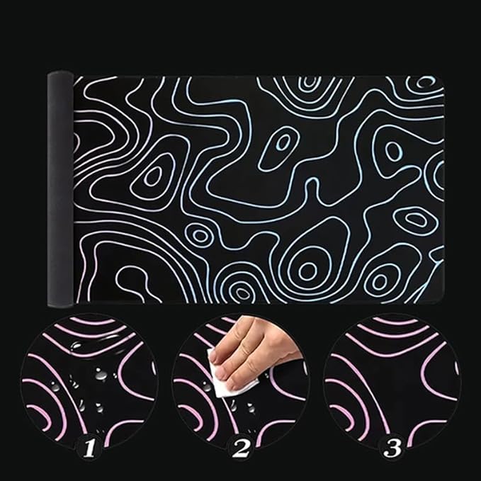 Rcege Large Mouse Pad for Desk - Gaming Mouse Pad with Stitched Edges, Anti-Slip Base for Keyboard and Mouse(Dazzle Black,23.6L x 11.8W inches)