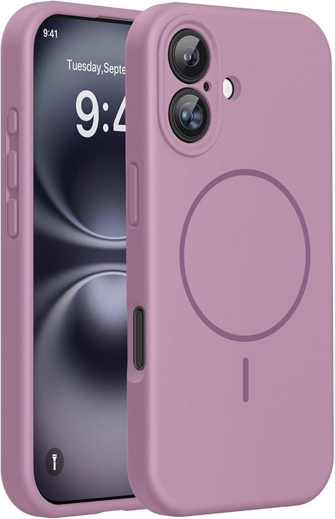 Miracase Magnetic for iPhone 16 Plus Case, [Soft Anti-Scratch Microfiber Lining], Compatible with MagSafe, Liquid Silicone Shockproof Drop Protection Phone Case for 16 Plus,Blackcurrant