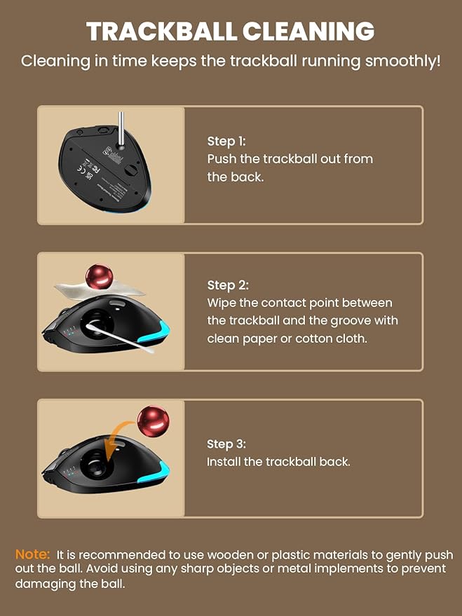 MAM1 Pro Wireless Trackball Mouse, Ergonomic Bluetooth Rechargeable Computer Mouse, Backlit Rollerball Thumb mice with 5 Level DPI, Adjustable Angle, 3 Devices Connection for PC, Windows - Red Ball