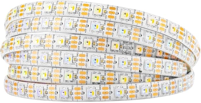 BTF-LIGHTING RGBW RGB+Natural White SK6812 (Similar WS2812B) 4 Colors in 1 LED Strip Individually Addressable 16.4ft 60Pixel/m 300LED Light Dream Color IP65 DC5V White PCB (No Adapter or Controller)