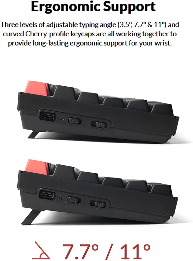 Keychron K10 Version 2, QMK Wireless Mechanical Gaming Keyboard, Full Size Hot-swappable Super Red Switch, RGB Bluetooth/USB-C Wired Professional Office Keyboard for Mac/Windows