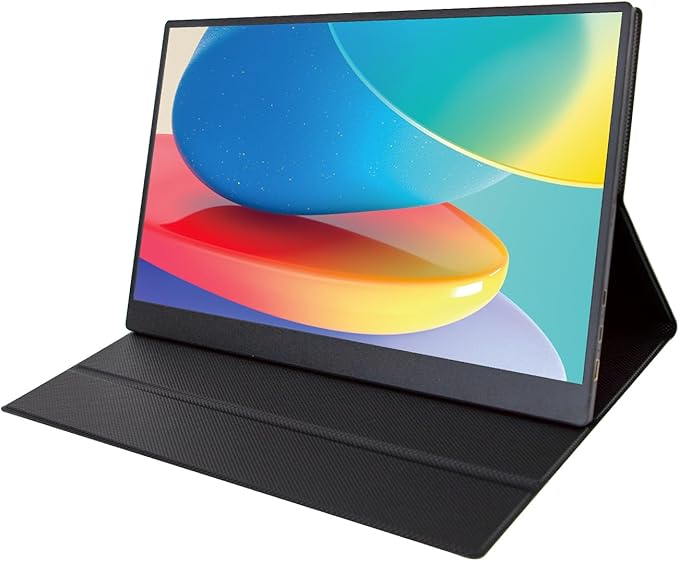 Portable Monitor, 15.6" 1080P FHD IPS Travel Monitor w/Smart Cover & Speakers, HDMI USB C Plug & Play, Second External Monitor for Laptop/PC/Phone/Mac