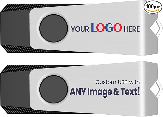 Customizable Flash Drives 32GB, Wooolken Personalized USB 2.0 Drive 10/20/50/100 Pack, Custom Thumb Drive Engraved Logo USB Drive (Mixcolors)