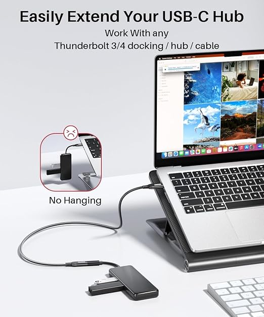 ZeroneTeck 40Gbps USB 4 Extension Cable 1.65FT, Supports [8K Video, PD 240W Charging, 40Gbps Data] Doubles The Speed of USB C 3.2 Gen 2 Male to Female Extender for SSD, iPhone 17/16/15, PSVR2, iPad