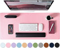 Mouse Pad Desk Protector Mat, Large PU Leather Office Desk Mat, Non-Slip Desk Pad for Keyboard and Mouse, Waterproof Desk Blotter Pad for Writing, Wide & Smooth Laptop Desk Pads, Pink (17’’X36’’)