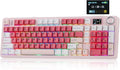 EPOMAKER Aula F99 MAX Wireless Mechanical Keyboard, Smart Screen & Knob, 8000mAh, 2.4Ghz/BT Creamy Keyboard, Pre-Lubed Switch, Hot-Swappable, RGB Backlit, Custom Software (Pink)