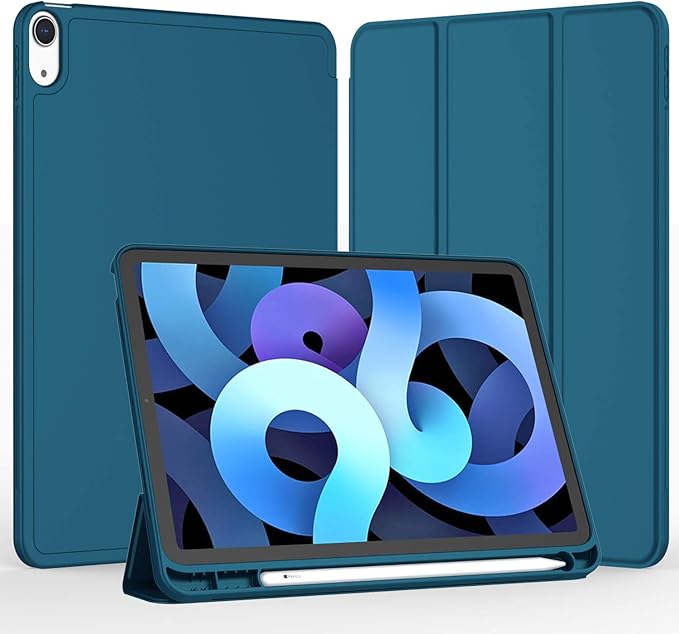 iMieet iPad Air 11 Inch Case M4/M3/M2(2026/2025/2024), iPad Air 5th/4th Generation Case 2022/2020 10.9 Inch with Pencil Holder,Trifold Stand Smart Case with Soft TPU Back(Emerald)