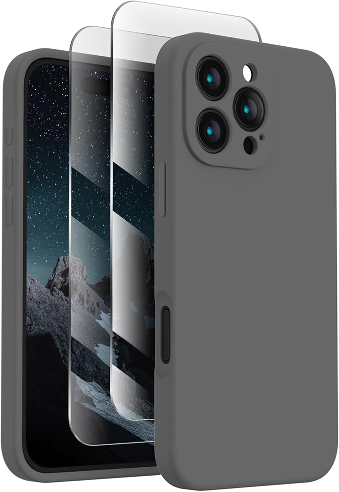 FireNova Designed for iPhone 16 Pro Max Case, Silicone Upgraded [Camera Protection] Phone Case, Soft Anti-Scratch Microfiber Lining Inside, 2024, Space Gray