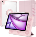 Case for iPad Air 11 Inch M4/M3/M2 2026/2025/2024, iPad Air 10.9" 5th/4th Gen. 2022/2020, iPad Pro 11" 4th/3rd/2nd 2022/2021/2020 with Pencil Holder, Vertical Stand, Detachable Magnetic, Pink