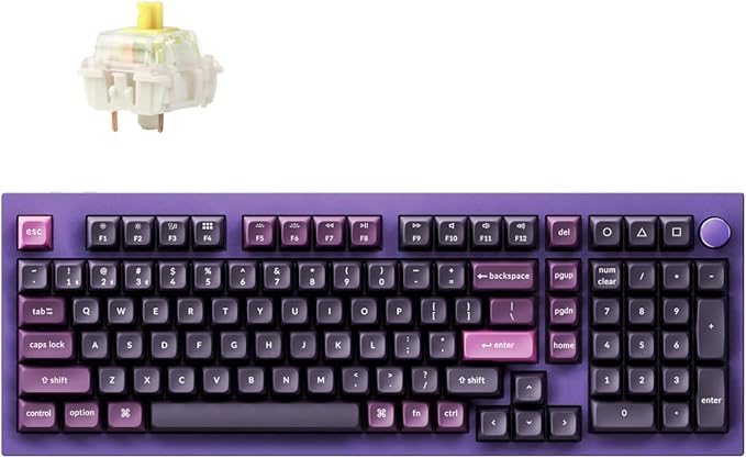 Keychron Q5 Pro Wireless QMK/VIA Mechanical Keyboard, Full Customizable 96% Layout with Programmable Knob, Hot-swappable K Pro Banana Switch Compatible with Mac Windows Linux - Purple