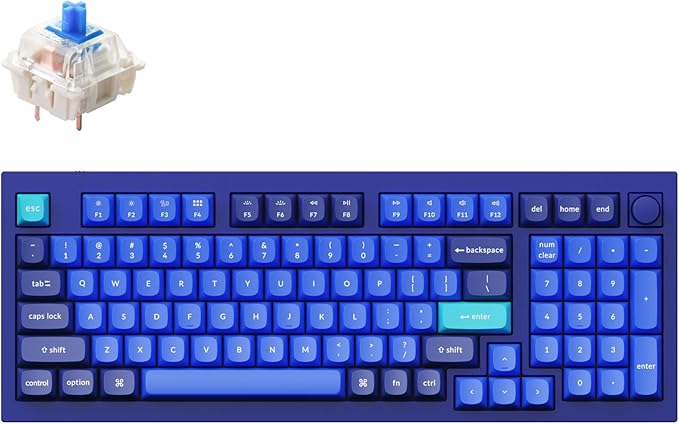 Keychron Q5 Wired Custom Mechanical Keyboard Knob Version, 96% Layout QMK/VIA Programmable with Hot-swappable Gateron G Pro Blue Switch Double Gasket Compatible with Mac Windows Linux - Navy Blue A