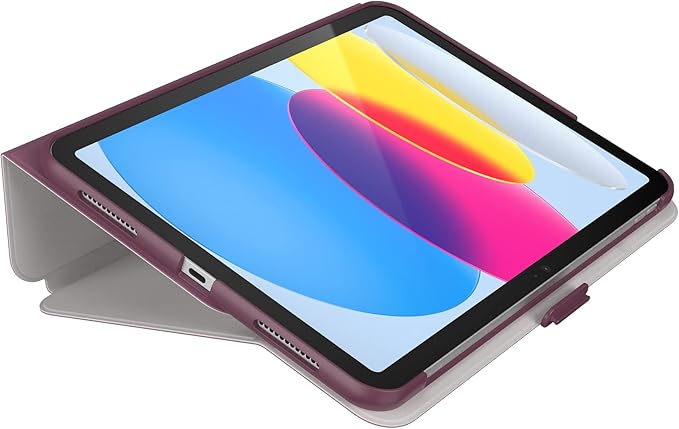 Speck Case for iPad Pro 10th Generation 10.9 Inch - Drop & Camera Protection, Slim Multi Range Stand, Apple Pencil Holder - Plumberry/Crushed Purple/Crepe Pink