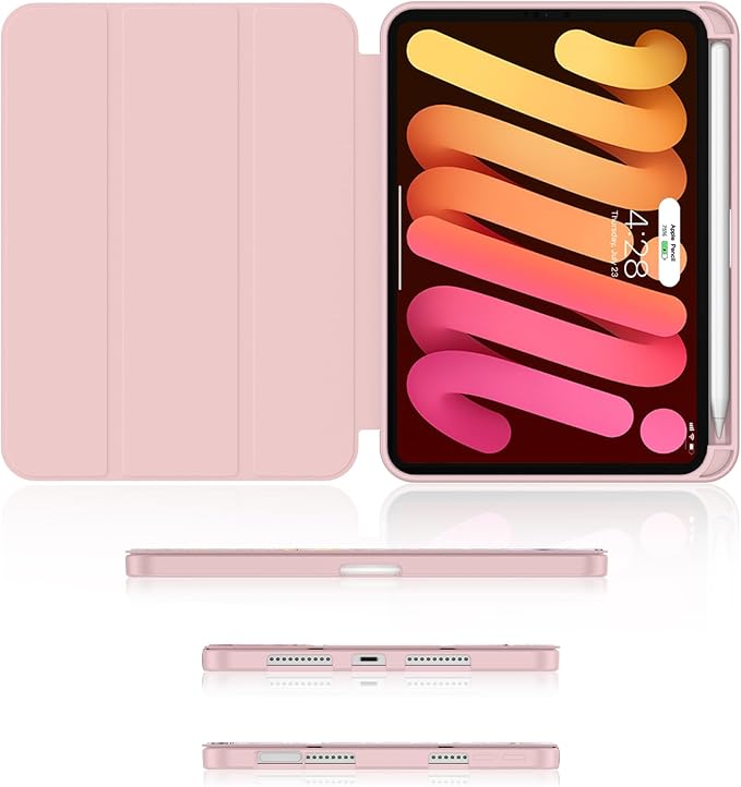 Soke Case for iPad mini 7(A17 Pro) 2024/iPad Mini 6 2021 8.3 inch with Pencil Holder-[Pencil Charging + Auto Wake/Sleep], Soft TPU Back Cover for iPad mini 7th/6th Generation(Dreamy Marble)