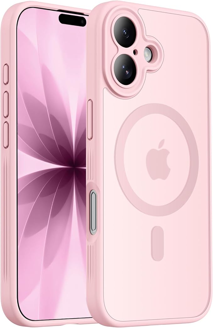 Symcele Designed for iPhone 17 Case, Compatible with MagSafe, [Camera Protection] [15FT Military Droptection] Shockproof Translucent Matte Anti-Slip Phone Case, 6.3", Pink