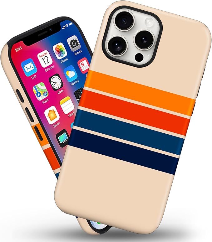 Magnetic for iPhone 13 Pro Max Case Cute Stripes Phone Case, Shockproof Slim TPU and Hard PC Protective Phone Cover Compatible with MagSafe Designed for Women Girls,Retro