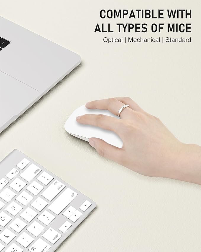 Desk Pad, 23.6" x 13.8" PU Leather Non-Slip Desk Mat Large Mouse Pad for Desktop, Waterproof Laptop Computer Writing Mat for Office, Home, Work, Gaming, Ivory White
