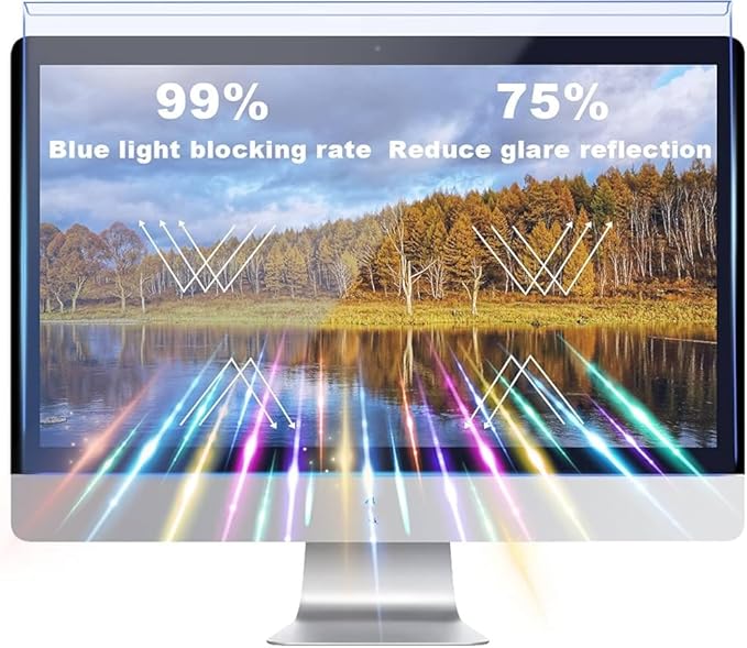 Anti Blue Light Screen Filter, Universal Blue Light Blocking Screen Protector Panel for 23, 23.6, 23.8, 24 inches Diagonal Desktop Computer LED PC Monitor- Widescreen Monitor Frame Hanging Type