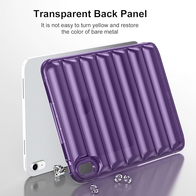for iPad mini 7 A17 Pro 2024 & iPad mini 6 Case 2021 (8.3 inch) Shockproof Soft TPU Back Cover Silicone Bumper Anti-Yellowing Lightweight Clear Shell for iPad mini 7th/6th Generation, Purple