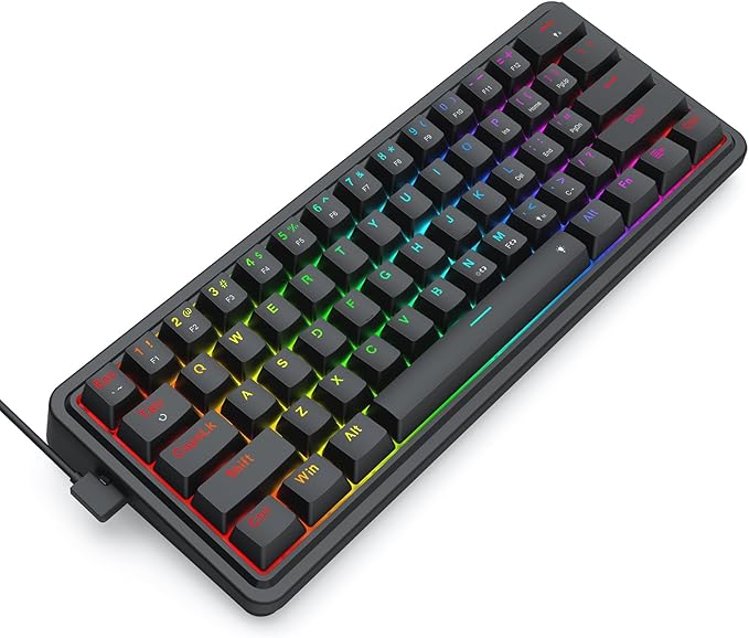 Redragon K722 60% Wired Gasket RGB Gaming Keyboard, 61 Keys Hot-Swap Compact Mechanical Keyboard w/Free-Mod Socket, 3-Layer Noise Dampening, Quiet Custom Linear Switch