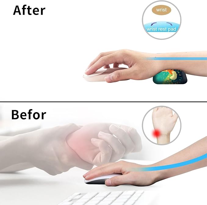 Wrist Elbow Support Arm Rest Desk Mouse Pad Set,Large Mouse Pad + 2 Elbow Rest Pad + Coaster,(31.5×11.8 in) Ergonomic Memory Foam for Office,Gaming,Computer,Laptop-Cute Fox