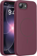 Miracase Magnetic for iPhone 17e Case & iPhone 16e Case, [Soft Anti-Scratch Microfiber Lining], Compatible with MagSafe, Silicone Shockproof Protection Phone Case for iPhone 17e/16e, Wine Red