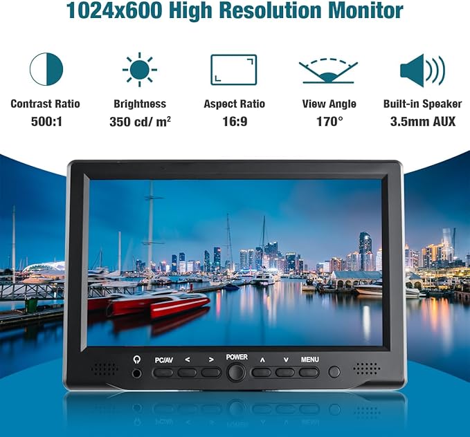 Hosyond 7 inch Small Monitor TFT LCD Display 1024X600 HDMI Mini Portable Screen for PC/TV/Camera/Gaming/Raspberry Pi