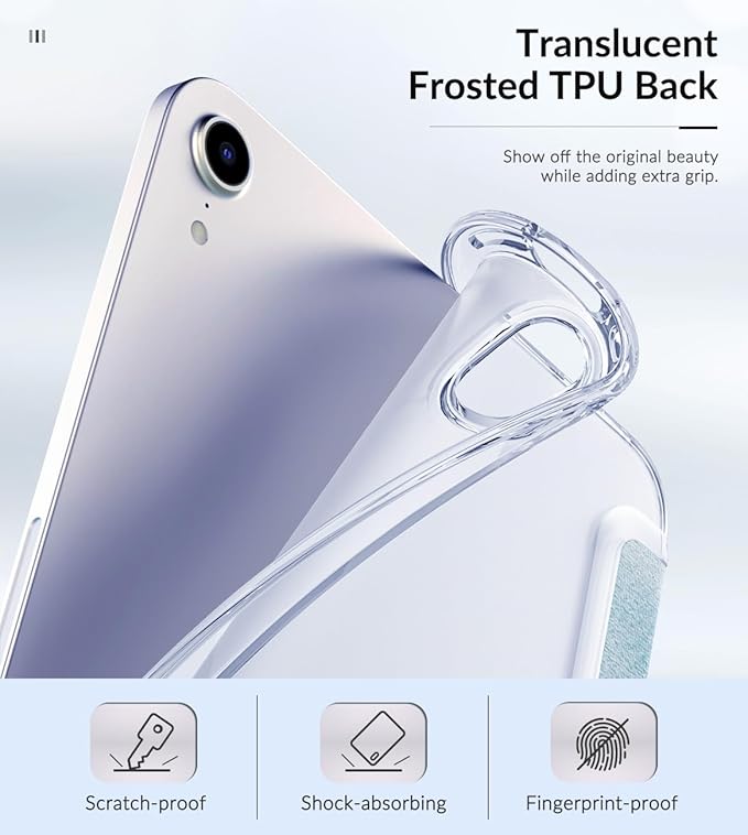 MoKo Case Fit New iPad mini 7 (A17 Pro) 2024, iPad mini 6th Generation Case 2021 (8.3-inch), iPad mini 6 Case, Soft TPU Translucent Frosted Back Cover Case for iPad mini 7th, Peach Blossom