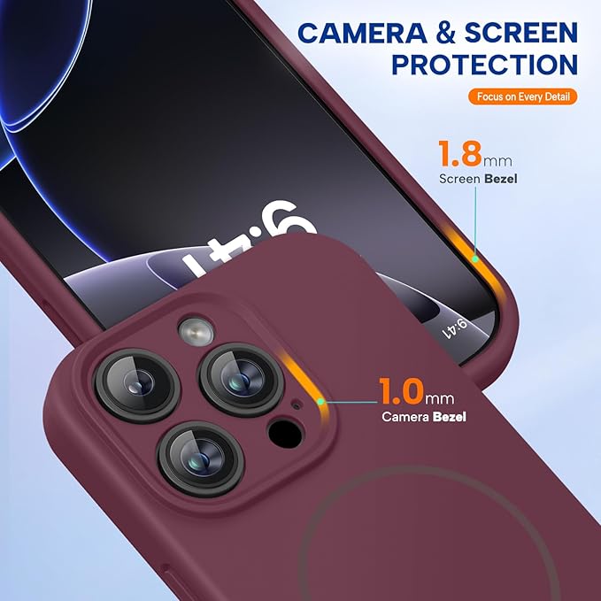 Miracase Magnetic for iPhone 16 Pro Case, [Soft Anti-Scratch Microfiber Lining], Compatible with MagSafe, Liquid Silicone Case Shockproof Drop Protection Phone Case for 16 Pro,Wine Red