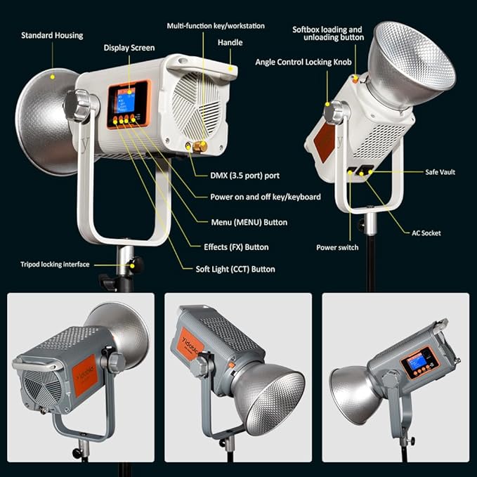 300W Bi-Color LED Spotlight-2700K-6500K Adjustable CRI 96,DMX/App Control,Led Video Light Bowens Mount for Photography/Videography/YouTube/TikTok Content Creation & Live Streaming (White)