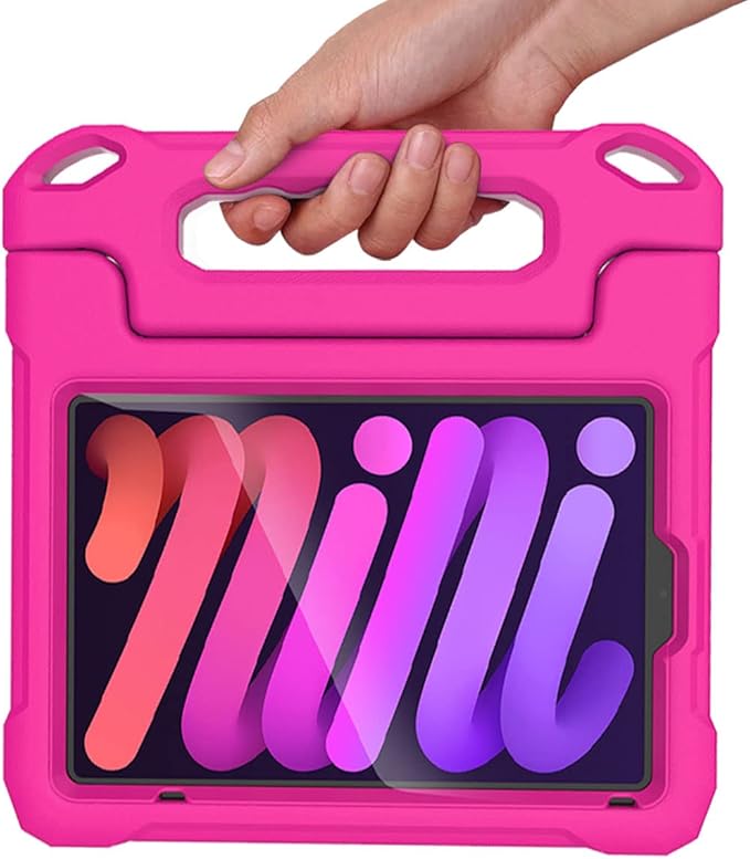 SUPLIK Kids Case for iPad mini 7 (A17 Pro) 2024 & Mini 6 2021, iPad mini 6th/7th Generation Case with Screen Protector, Durable Shockproof Handle Stand Cover for 8.3-inch iPad mini 6/7 Gen, Pink