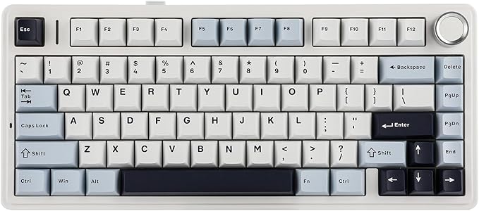 EPOMAKER x Aula F75 Gasket Mechanical Keyboard, 75% Wireless Hot Swappable Gaming Keyboard with Five-Layer Padding&Knob, BT/2.4GHz/USB-C, RGB (Light Blue, Ice Vein Switch)