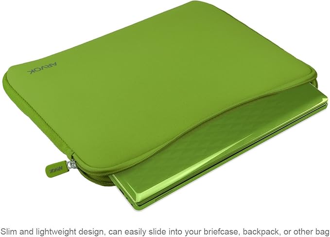 Arvok 11 11.6 12 Inch Laptop Sleeve Case for MacBook Air 12, Water-Resistant Neoprene Notebook Computer Tablet Sleeve, Carrying Bag Cover for Chromebook/HP/Dell/Lenovo/Asus/Acer, Bamboo Green