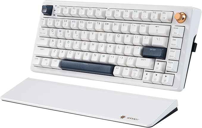 Hexgears 75% Wireless Mechanical Keyboard with Knob, Hot Swappable Creamy Keyboard with Wrist Rest, Pre-lubed Linear Switches, 2.4GHz/Type-C/BT5.0, RGB Backlit Gaming Keyboards for Win/Mac (White)