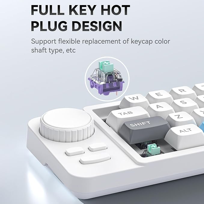 UncleS Double Scroll Wheel Mechanical Keyboard 19 Key Small Keypad Color Backlits Programmable Joystick Hot Swappable Switches Space Saving Macroed Gaming Keyboard