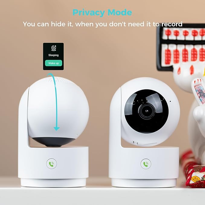 Vicohome 2K Indoor Security Camera, Plug-in, AI Tracking, 24/7 Recording, Pet/Baby Monitor, 360° View Pan/Tilt, Two Way Audio, Night Vision, Easy to Setup, Wi-Fi, Audible Alarm,180 Days Care Plan