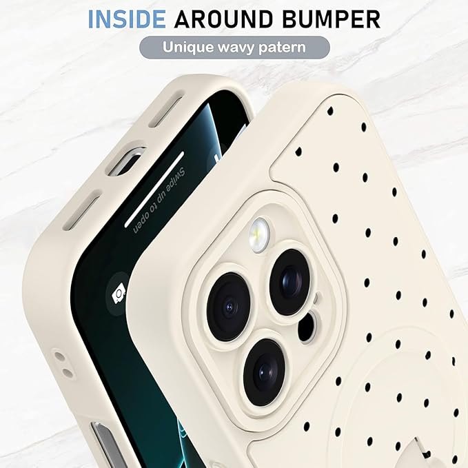 KANGHAR Compatible with iPhone 16 Pro Case, Support for MagSafe, Silicone Spot Cute Pattern, Wristband Kickstand Camera Protection Soft Slim Cover for Girls Women -White