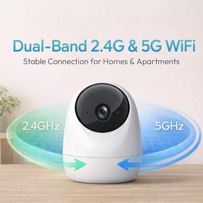 Rraycom Indoor Camera 5G&2.4G WiFi,2K Security Cameras for Home Security,360°Pan & Tilt, Dog/Pet Baby Camera with Motion Tracking& Sound Detection, 2-Way Audio, Night Vision,Siren,Works w/Alexa