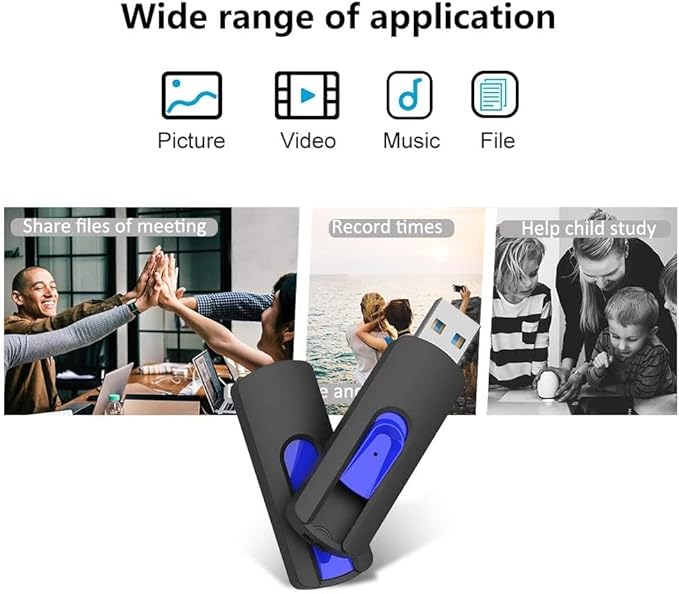 JUANWE 64GB Flash Drives 5 Pack, USB 3.0 Flash Drive Retractable Slide Thumb Drive, Thumb Drives 5 Pack Jump Drives Multipack Bulk USB Drive Data Storage for Computers, Blue