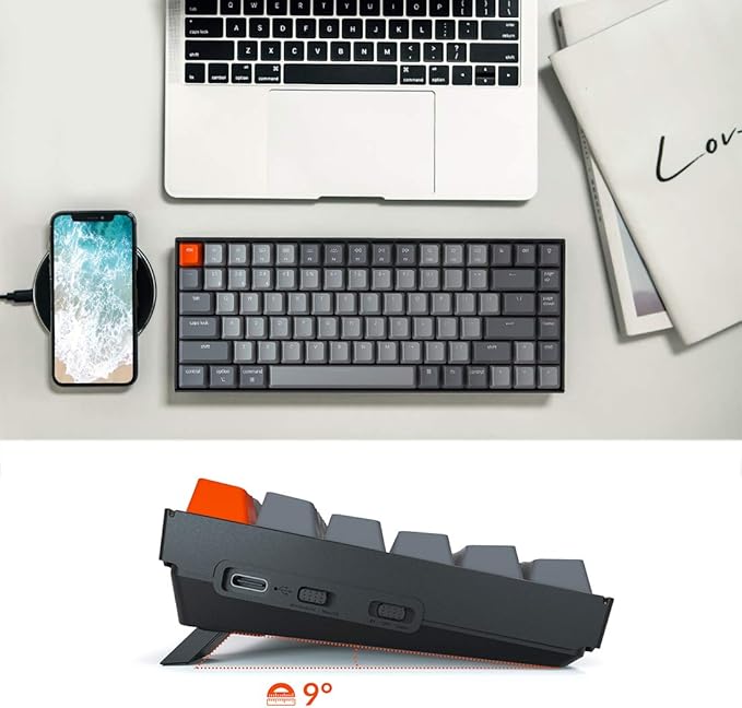 Keychron K2 75% Layout Bluetooth Mechanical Keyboard Super Red Switch/White LED Backlit/Anti Ghosting/N-Key Rollover/84 Key USB C Wired Computer Keyboard for Mac Windows-Version 2