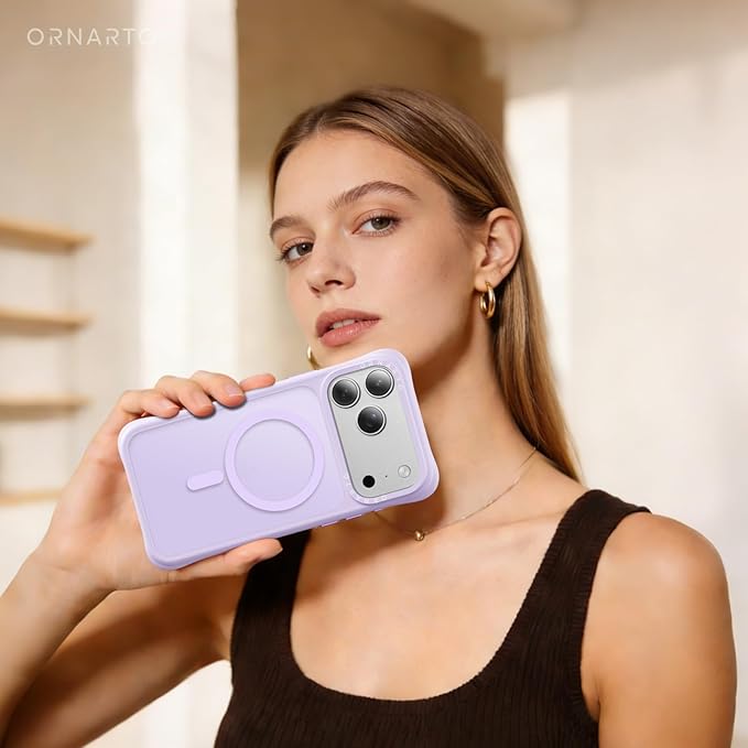 ORNARTO Magnetic for iPhone 17 Pro Max Case, 20FT Military-Grade Drop Protection, Compatible with MagSafe, Slim Shockproof Translucent Matte Phone Case for iPhone 17 Pro Max 6.9", Purple