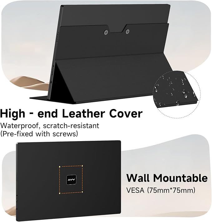 qaf 15.6 Inch Portable Monitor FHD 1080P IPS Screen, 100% sRGB HDR USB-C mini HDMI Ultra-Thin Travel Second Monitor for Laptop Mac PC Phone PS5 Xbox, w/Smart Cover & Speakers, Black