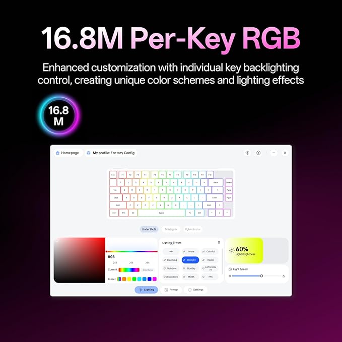 Rapoo V700DIY-75 Wireless Mechanical Keyboard, BT5.0 + 2.4GHz, Hot Swappable Custom Gaming Keyboard, Speed Silver Linear Switch, 16.8M Per-Key RGB, Gasket Mount, Creamy Sound, Full NKRO Anti-Ghosting