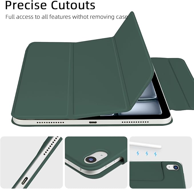 for iPad Air 13 inch M4/M3/M2 Case (2026/2025/2024,Model A3268/A3269/A3271), Auto Sleep/Wake and Magnetic Closure, Slim Trifold Stand Case, PU Leather Cover, Support Apple Pencil Pro, Green