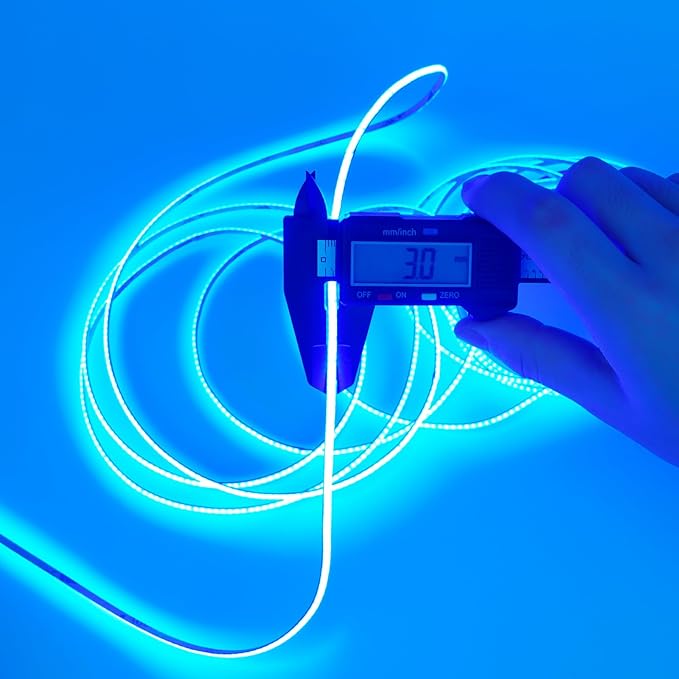 TOPAI 12V Thin 3mm Blue COB LED Strip Light Narrow 16.4ft Bright Uniform Dotless 400LEDs/M Adhesive Flexible Cuttable LED Tape for DIY, Bedroom, Under Cabinet Lighting