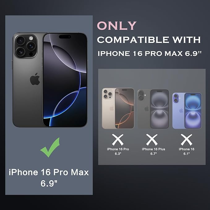 YINLAI Case for iPhone 16 Pro Max, Magnetic [Compatible with Magsafe] Supports Wireless Charging Slim Translucent Matte Men Women Shockproof Protective Back Phone Cover 6.9 Inch,Black/Desert Titanium