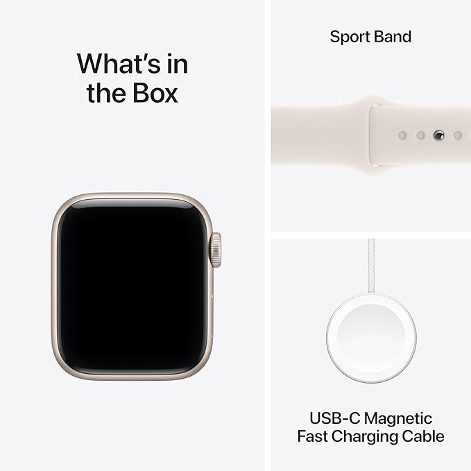 Apple Watch SE 3 [GPS + Cellular 40mm] Smartwatch with Starlight Aluminium Case with Starlight Sport Band - S/M. Fitness and Sleep Trackers, Heart Rate Monitor with AppleCare+ (2 Years)
