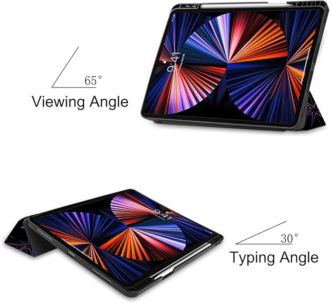 DONGKE Case for 2022/2021/2020/2018 iPad Pro 11 inch Gen 4/3/2/1 - Slim Protective Case - Built in Pencil Holder Support Charging - Trifold Stand & Sleep/Wake Cover - Sun & Moon